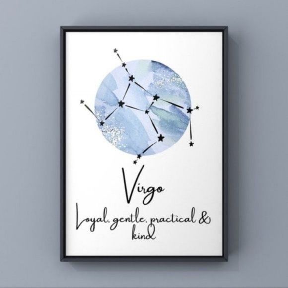Virgo zodiac constellation blue wall art print - Picture 1 of 6
